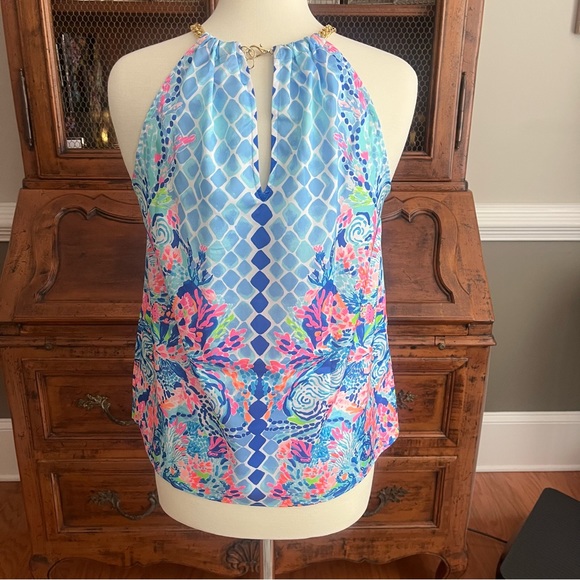 Lilly Pulitzer Isa Halter Top Multi Hidden Treasure Engine - Picture 5 of 9